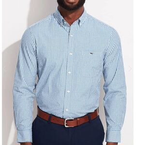 Vineyard Vines Blue and White Checkered Men's Shirt